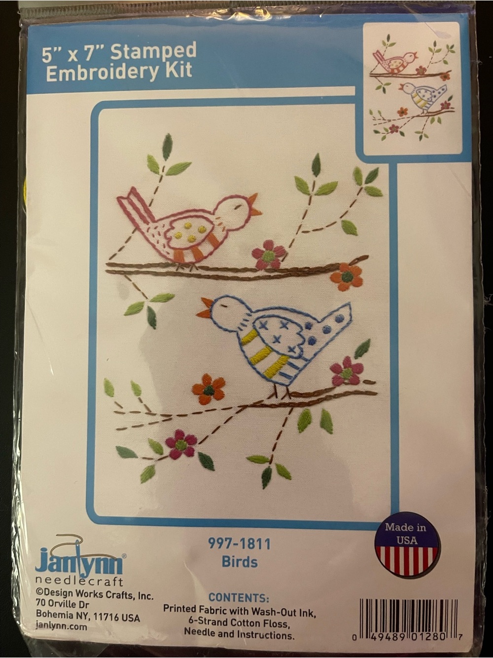 Birds Embroidery Kit – Pink & Blue